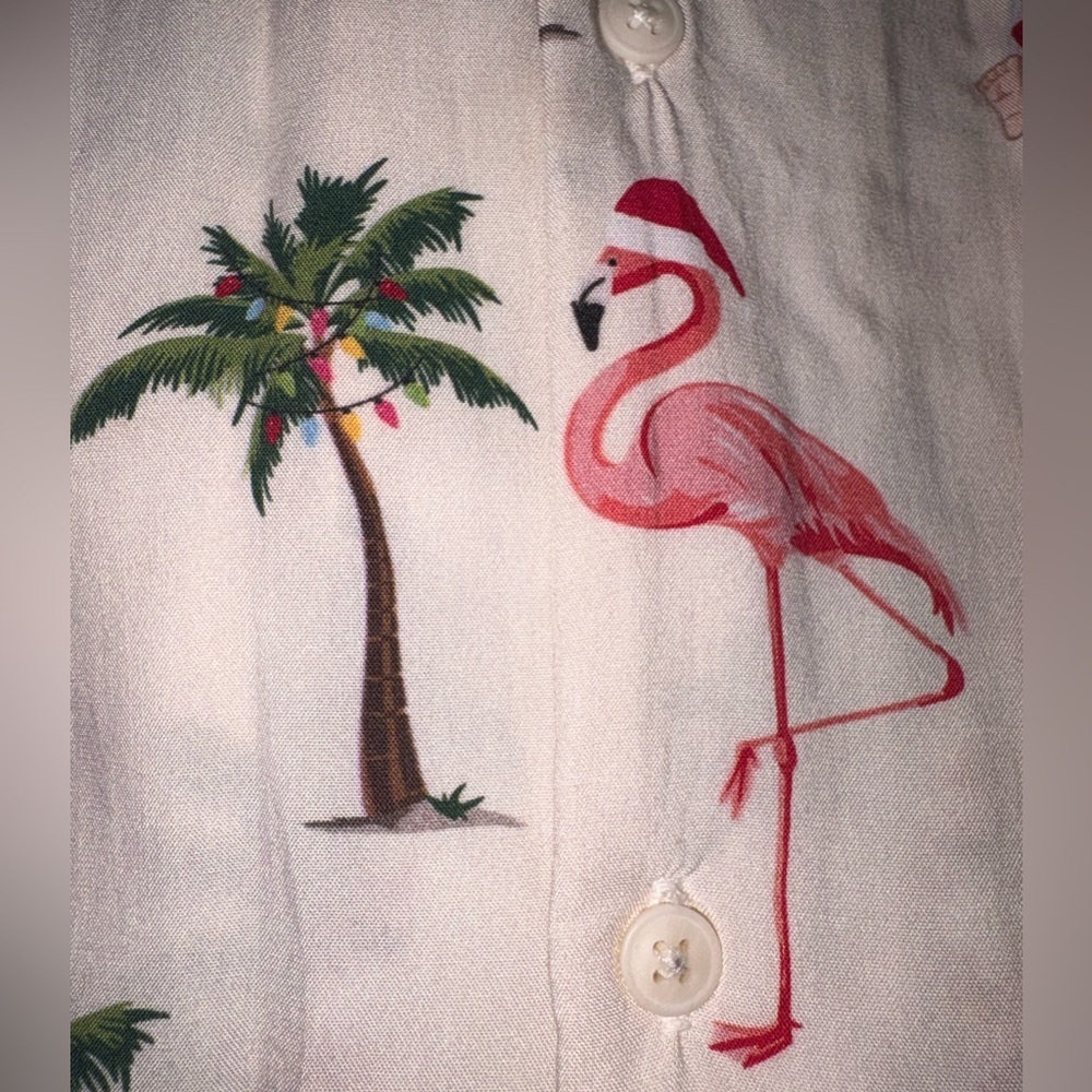Denim & Flower Ricky Singh Flamingo Tropical Button Up Shirt Men’s Medium - Picture 4 of 10